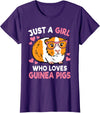 KATYLIN Just A Girl Who Loves Guinea Pigs Cute Women Girls Kids T-Shirt - Purple