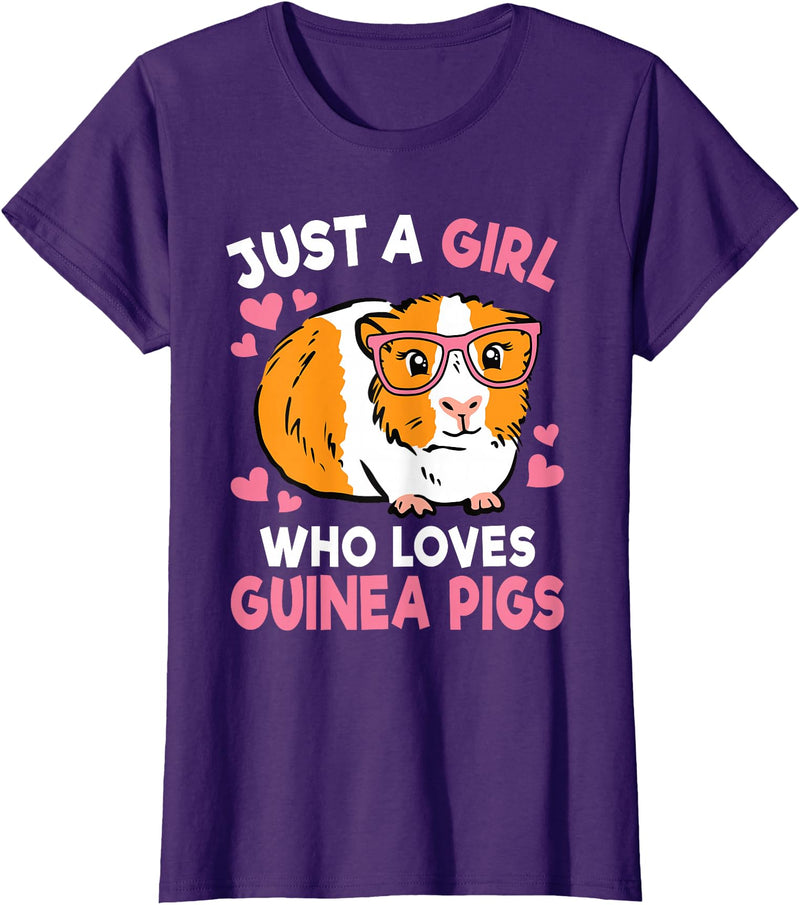 KATYLIN Just A Girl Who Loves Guinea Pigs Cute Women Girls Kids T-Shirt - Purple