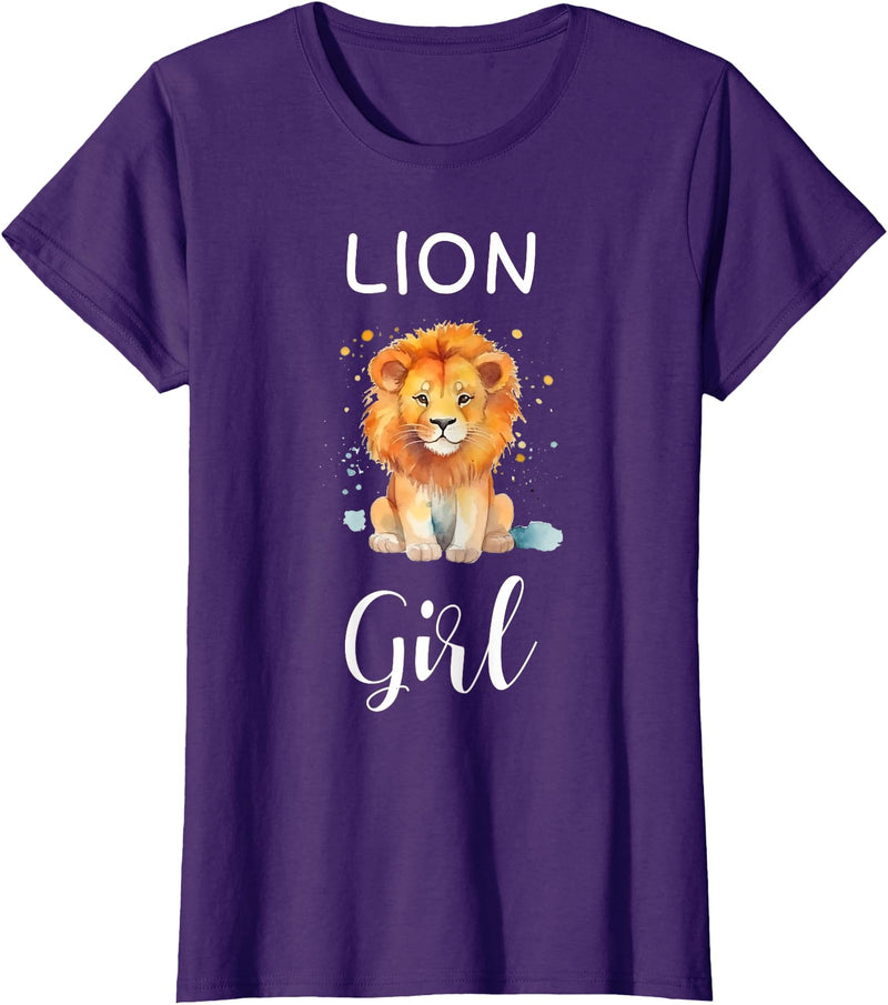 Lion Girl TShirtz & More Funny Lion Girl Shirt Artistic Cute Animal Lion Lover T-Shirt - Purple