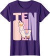 Retro Llama Alpaca Themed Girls Birthday Designs 10th Birthday Girl Cute Llama Alpaca 10 Years Old T-Shirt - Purple