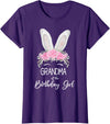 Grandma of the Birthday Girl"- Family Bunny Rabbit Birthday T-Shirt in Purple