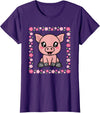 EDILILU Cute Pig Kawaii Pig Lover Piglet Women Girls T-Shirt - Purple