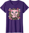 KATYLIN Cute Pig Flowers Pig Lover Women Girls Kids T-Shirt - Purple