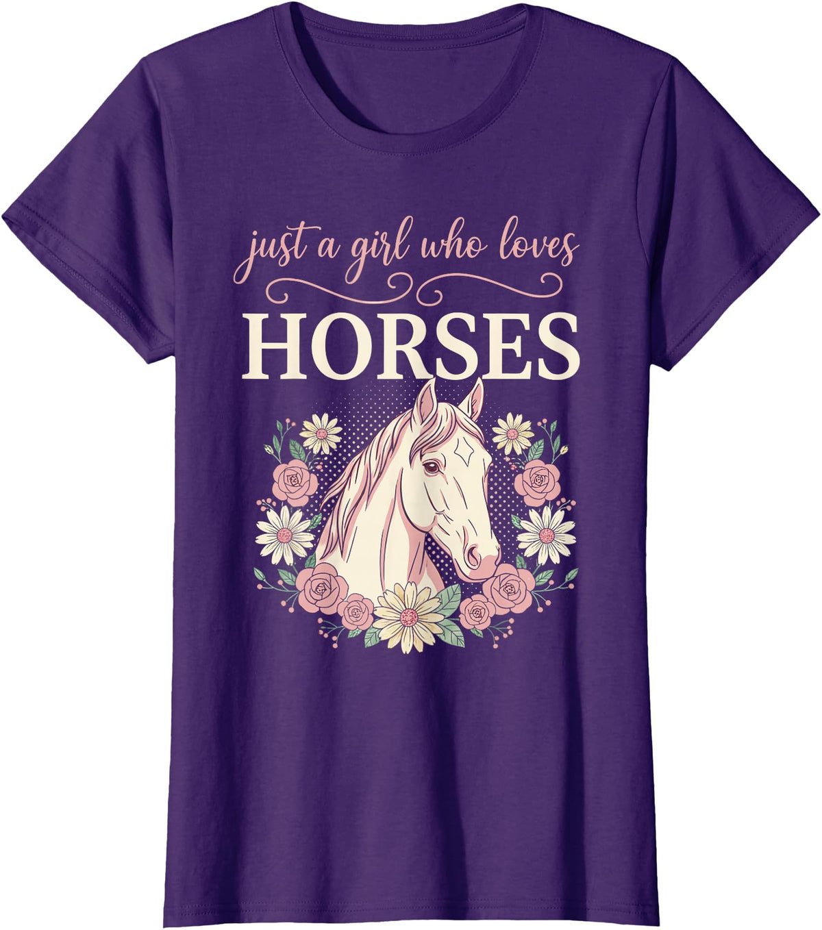 Horse Clothes for Girls Women Horse Riding for Girls Women Just a Girl Who Loves Horses T-Shirt - Purple