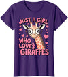 Funny Giraffes lover Just A Girl Who Loves Giraffes T-Shirt - Purple