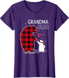Papa & Mama Bear Outfit Grandma Bear Christmas Pajama Red Buffalo Plaid T-Shirt - Purple