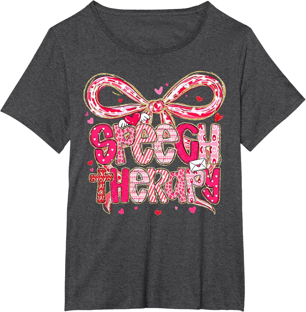 Speech Language Pathologist Valentines Day SLP Therapy T-Shirt - Dark Heather Grey