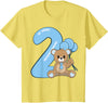 Teddy Bear Cute Birthday Party balloons Apparel Kids Teddy Bear Cute 2nd Birthday Boy balloons birthday Party T-Shirt - Lemon Yellow