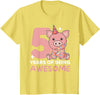 Pig Birthday Gift Cute Animals Pig For The 5th Birthday For Children Five Years Old T-Shirt - Lemon Yellow
