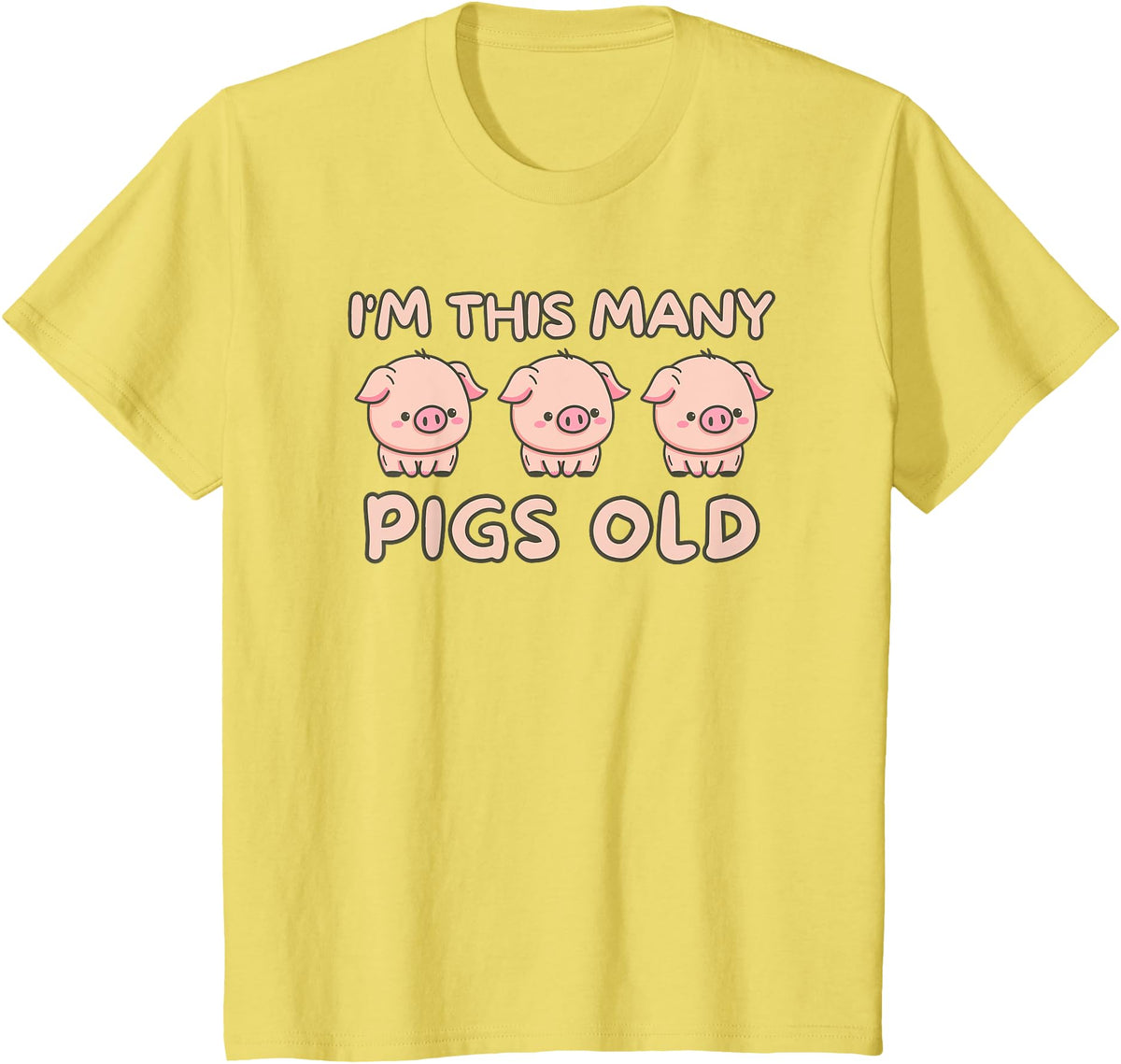 Pigs lover Birthday Gifts Toddler I'm This Many Pigs Old - 3rd Birthday Pig 3 Years Old Bday T-Shirt - Lemon Yellow