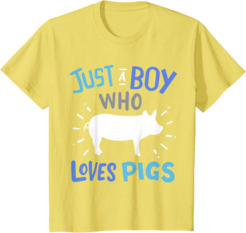 Kids Pig Just A Boy Who Loves Pigs Gift for Pig Lovers T-Shirt - Lemon Yellow