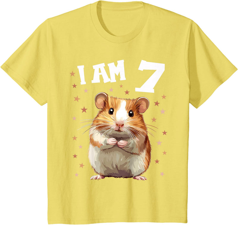 7 Years old 7 birthday Hamsters Boy Girl Hamster T-Shirt - Lemon Yellow