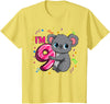 Birthday Gifts For Girls By Raleigh 9th Birthday Shirt For Girls Koala Bear 9 Years Old T-Shirt - Lemon Yellow