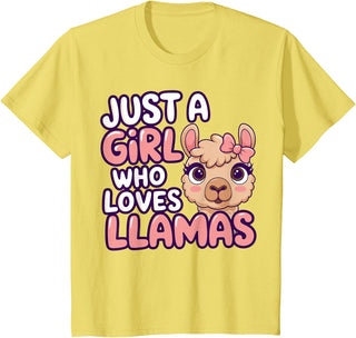 Kids Llama Shirts Girl Llama Kids T-Shirt - Lemon Yellow