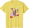 Kids Peppa Pig Valentine's Day Love Be Happy Friends Group Shot T-Shirt - Lemon Yellow