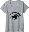 Talk Derby To Me - Horse Racing Apparel Co. Womens Talk Derby To Me Horse Racing Funny Gift V-Neck T-Shirt - Heather Grey