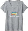 Convict Lake Shirts Womens Convict Lake California Sunset Bear Outdoors Boating Fishing V-Neck T-Shirt - Heather Grey