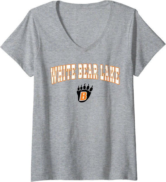 Womens White Bear Lake High School Bears V-Neck T-Shirt - Heather Grey