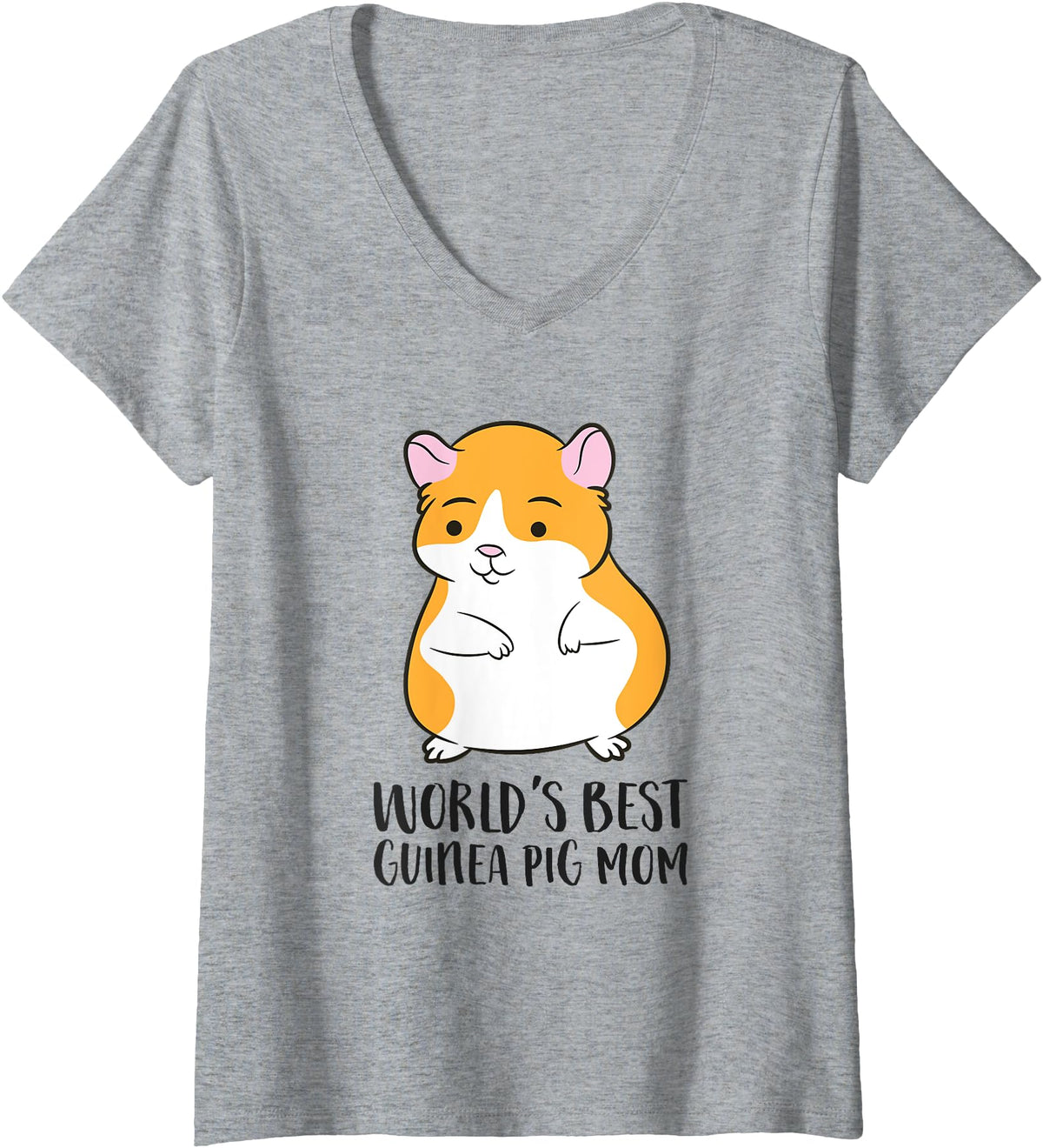 Cute Guinea Pig Gifts Womens Guinea Pig Mama World's Best Guinea Pig Mom V-Neck T-Shirt - Heather Grey