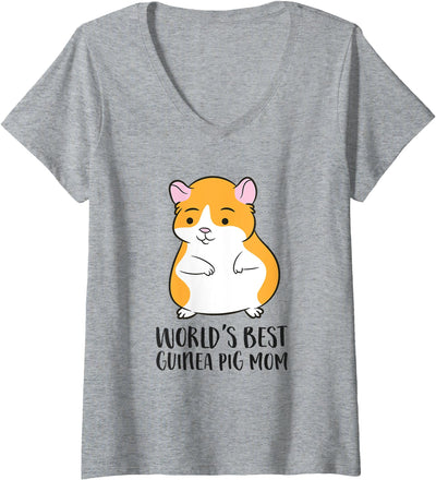 Womens Guinea Pig Mama World's Best Mom V-Neck T-Shirt