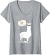 Funny & Cute Llama Gifts by OMG Womens Sup No Drama Llama Alpaca V-Neck T-Shirt - Heather Grey