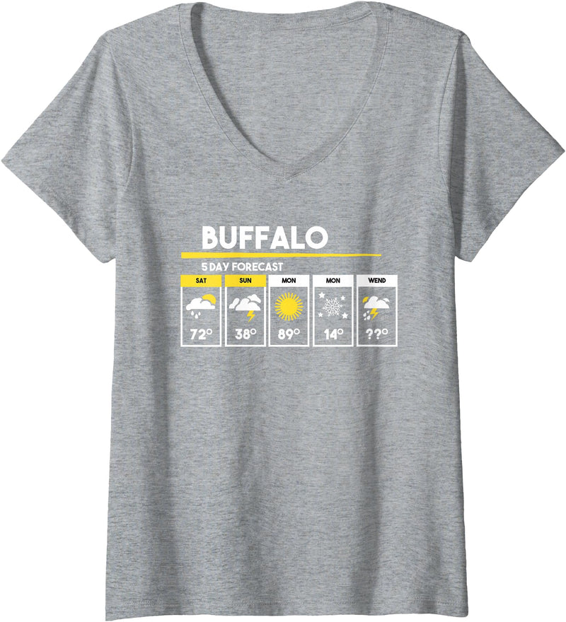 Buffalo 5 Days Forecast Tees Womens Buffalo 5 Days Forecast V-Neck T-Shirt - Heather Grey