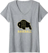 Buffalo High School, Buffalo, WY 82834 Women's Buffalo High School WY Logo Baseball V-Neck T-Shirt - Heather Grey