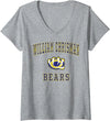 Official High School Fan Gear Womens William Chrisman High School Bears V-Neck T-Shirt - Heather Grey
