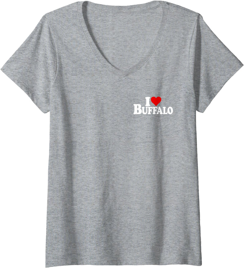 LOVE OF BUFFALO HEART CITY APPAREL Women's I Love Heart Buffalo NY V-Neck T-Shirt - Heather Grey