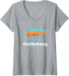Great Smoky Mountains TN Travel Womens Gatlinburg Tennessee Bear Great Smoky Mountains V-Neck T-Shirt - Heather Grey