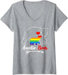 Funny Bear Family Gay LGBT Pride HBL Womens LGBT Auntie Bear Aunt Gay Pride Proud Mom Mother's Day V-Neck T-Shirt - Heather Grey