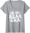 AddictiveDesignsCo Animal Merch Women's In My Bear Era School Mascot Spirit Wildlife Animal Love V-Neck T-Shirt - Heather Grey