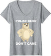 FUNNY POLAR BEAR PRODUCTS Women's Polar Bear Don't Care Funny Quote Saying Slogan Phrase Joke V-Neck T-Shirt - Heather Grey