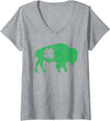 Buffalo - St Patricks Day Funny Women's Buffalo - Shamrock St. Patrick's Day Saint Paddy's V-Neck T-Shirt - Heather Grey
