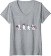 Polar Bear Lover Patriotic Veterans Day Costume Women's Funny Polar Bear American USA Flag 250 Years 4th of July V-Neck T-Shirt - Heather Grey