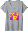 Womens Peppa Pig Savage Portrait V-Neck T-Shirt - Heather Grey