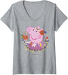 Womens Peppa Pig Magical Portrait V-Neck T-Shirt - Heather Grey
