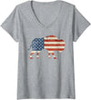 Buffalo USA American flag Bison 4th of July Women's Boys Bison American Flag Buffalo 4th of July Bison Men USA V-Neck