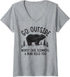 Camping Lover Tee Shirt Women's Go Outside Worst Case Scenario a Bear Kills You Funny Shirt V-Neck T-Shirt - Heather Grey