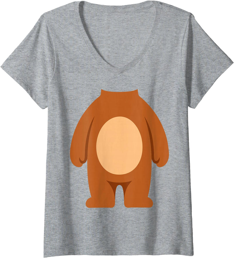 Bear Costume Shirts Women's Bear Costume Shirt Adult Kids Men Women Brown Bear Costume V-Neck T-Shirt - Heather Grey
