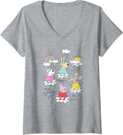 Splish Splash Splosh Friends Playing In Puddles V-Neck T-Shirt