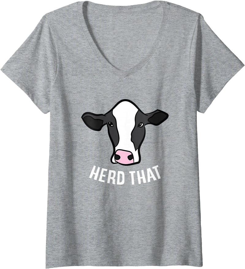 Cute Cow Animal Gifts Womens Funny Cow Farming Gift For Cow Farmer Herd That V-Neck T-Shirt - Heather Grey