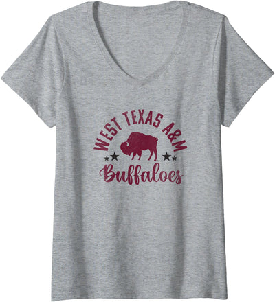 Campus Lab Womens West Texas a Wtamu Buffaloes Logo V-Neck T-Shirt