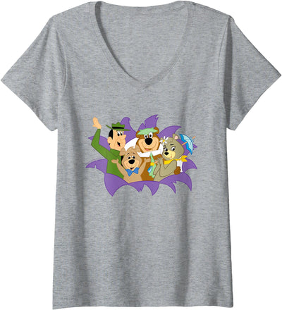 Womens Yogi Bear and Friends That's All Folks V-Neck T-Shirt