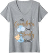 Baby Bear Baby Shower Theme Matching Co Womens Baby Bear Baby Shower Theme Grandma Bearly Wait Baby Boy V-Neck T-Shirt - Heather Grey