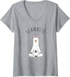 Gym is Bae Womens Llamaste Llama Yoga Yogi Cute Love V-Neck T-Shirt - Heather Grey