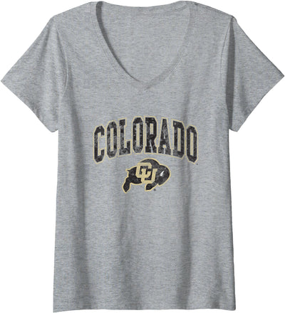 Elite Authentics Womens Colorado Buffaloes Arc Over V-Neck T-Shirt