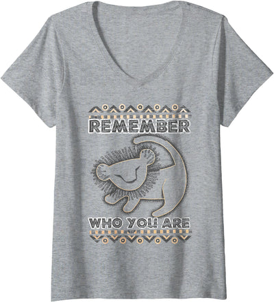 Womens Disney Lion King Remember Who You are Geometric Portrait V-Neck T-Shirt