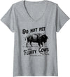 Womens Do Not Pet The Fluffy Cows American Bison Vintage V-Neck T-Shirt - Heather Grey