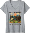 Funny Sarcastic Camping Humor Hiking Nature Gifts Women's Go Camping Worst Case Scenario You Get Eaten By A Bear Humor V-Neck T-Shirt - Heather Grey